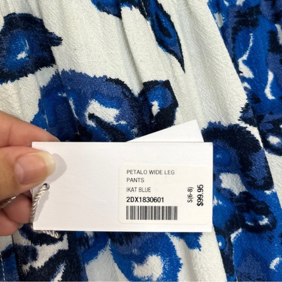 NWT Soft Surroundings Petalo Wide Leg Pants in Ikat Blue Size Small - Picture 9 of 11
